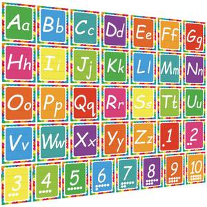 lot 18300 image: 36 Alphabet Bulletin Board Set, Alpethabet Line ABC Number Poster Classroom Decorating Set Preschool English Posters Kindergarten Elementary Classroom Wall Decor Nursery Homeschool Supplies (Bright)