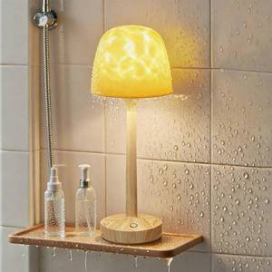 lot 18307 image: Funlenry Shower Lamp - Waterproof Bathroom Lamp with 16 Color Ocean Wave Projector, Cordless Light for Inside ShowerBathtub Bedroom Living Room Kitchen Decor (Wood Grain)