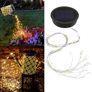 lot 18310 image: VOOKRY Watering Can Solar Lights Replacement Top - 1 Pack 3.6in Round Solar Panel with 3.5Ft 80 LED Flashing String Lights, Outdoor Waterproof Lantern Decorative Battery Box Replacement Accessories