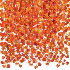 lot 18313 image: CQURE 5 Pack Fall Leaf Garland,Artificial Fall Vines Autumn Garland Fall Maple Leaves Thanksgiving Decor for Home Wedding Fireplace Christmas