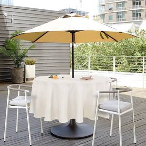 lot 18322 image: SARAFLORA Outdoor and Indoor Tablecloth -60 inch Round Beige Wrinkle Free Washable Waterproof Table Cloth with Umbrella Hole and Zipper Round Table Cover for SpringSummerPatioPicnicBBQSParty