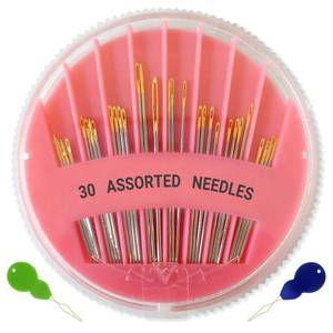 lot 18323 image: 30 Pack Premium Hand Sewing Needles, Assorted Sizes, Large Eye Stitching Needles for Sewing, Repair & Embroidery