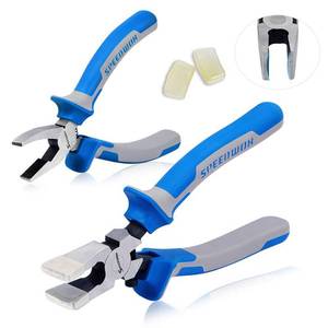 lot 18326 image: SPEEDWOX Glass Running Pliers and Breaker Grozer Pliers Set 2 Pcs with 2 Pair of Rubber Tips Professional Glass Grozing Pliers for Stained Glass Work Key Fob Curved Jaws Pliers Mosaics Breaking Tool