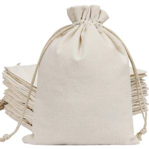 lot 18328 image: HRX Package 20pcs Cotton Canvas Bags 7x9 inches, Fabric Drawstring Gift Bags Pouches Sachet for Party Favors Craft DIY