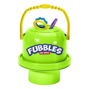 lot 19792 image: Fubbles Bubbles No-Spill Big Bubble Bucket in Green  Bubbles for Toddlers and Kids of All Ages  Includes Fubbles Bubbles Bucket and 3 Bubble Wands, Made in The USA