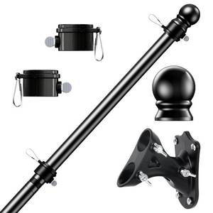 lot 19797 image: PHITRIC Flag Pole Kit, Tangle Free Spinning Stainless Steel Rustproof Flagpole for 3x5 Sports Fan Outdoor Flags for Outside House (Black, 6FT, with Bracket)