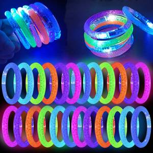 lot 19800 image: BATWEET 30 Pcs Glow In The Dark Bracelets, 6 Colors LED Bracelets Bulk for Adults, Glow Neon Party Supplies for Carnival Halloween Christmas Birthday Wedding (Used, Open Box, May Be Missing Pieces)