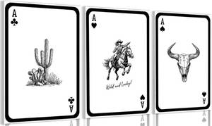 lot 19804 image: 3Pcs Western Cowgirl Canvas Wall Art Aesthetic Black and White Cactus Longhorn Bull Skull Painting Picture Wall Decor Vintage Southwestern Desert Print Artwork for Living Room Bedroom Home Decoration
