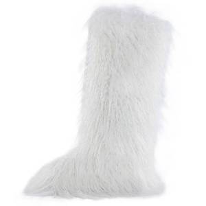 lot 19805 image: Valpeak Faux Fur Tall Furry Boots for Womens,Long Winter Boots for Girls,Mongolian Fluffy Boots for Kids Fuzzy Knee-High Boots(White, 7)