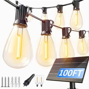 lot 19825 image: luckystyle 100FT Solar String Lights Outdoor Waterproof with 362 LED Bulbs Long Last for 20Hrs, Commercial Grade Shatterproof Patio Solar Powered Lights for Camping��Backyard, Garden, Porch Decor