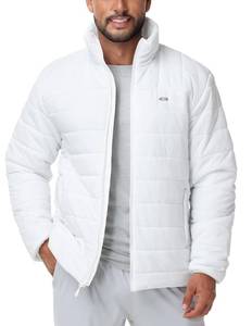 lot 19848 image: MIER Winter Jackets for Men Lightweight Packable Puffer Jacket Warm Coats Insulated for Hiking Travel, 3 Pockets, White, 2XL