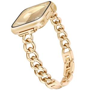 lot 20319 image: Aniaboho Dressy Designer Slim Compatible with Apple Watch Bracelet Bands for Women Men 38404142mm(Series 11 10), Single Chain iWatch Bands for Apple Watch SE 3 2 1 Series 11 10 9 8 7 6 5 4 3-Gold