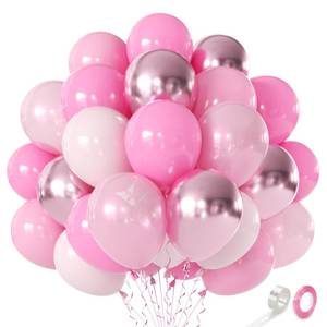 lot 20322 image: Pink Balloon Set, 60pcs 12 Assorted in Metallic Chrome Pink Hot, Pearl,Light and Baby Pink Party Ballons for mothers day Girls Birthday Bachelorette Wedding Party Decorations