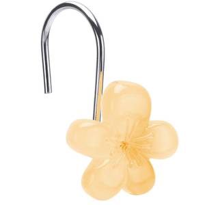 lot 20328 image: Cute Flower Shower Curtain Hooks, Glow in The Dark, Pretty Floral Themed Elegant Bathroom Decor, Yellow