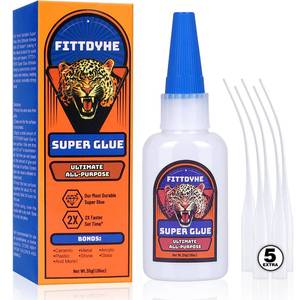 lot 20340 image: Super Glue Clear 30 g(1.06 oz.), Strong Fast Drying Waterproof Liquid Adhesive for Plastic, Metal, Wood, Rubber, Ceramic, Leather Repair,Rhinestone Jewelry, DIY Crafts Glue for the Office