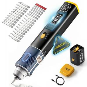 lot 20348 image: VMAN 2-in-1 Wireless Ultrasonic Cutter, Cutting Grinding AI Auto Cooling 40kHz Vibration 35W Auto Power Adjustment, 3 Mode Cordless Knife 50Pcs Blades �� For 3D Printing, Woodworking, Model Mods & DIY
