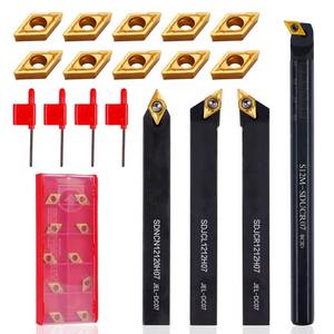lot 20350 image: CHAWNIAO Indexable Lathe Turning Tool 14Pcs Kit 12 (12mm) Shank, Includes 4Pcs Metal Lathe Tool Holders and 10Pcs Carbide Inserts for Turning Boring Grooving Cutting Threading Carbide Turning Tool
