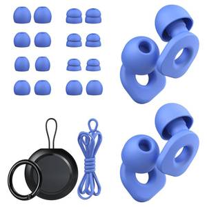 lot 20352 image: 2 Pairs of Earplugs for Sleeping,Reusable Hearing Protection Ear Plugs with 8 Pairs Ear Tips & One Connector Cord,Soft Earplugs for Noise Reduction,Concert,Musician & Work - 25dB-30dB