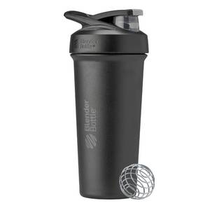 lot 20353 image: BlenderBottle Sport Sleek Shaker Cup Insulated Stainless Steel Water Bottle with Wire Whisk, 25-Ounce, Black (Minor Cosmetic Damage)
