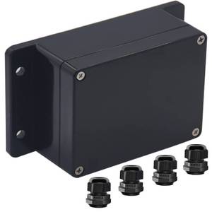 lot 20361 image: Otdorpatio Junction Box IP65 Waterproof ABS Plastic Electrical Project Case Power Junction Boxes, Project Box with Fixed Ear Black 4.53x3.54 x2.17 inch (115 x 90 x55 mm)