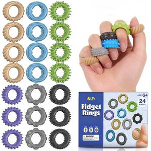 lot 20365 image: Fidget Toys Kids Sensory Ring 24 Pack Textured Finger Rings - ADHD Autism Kids Sensory Calming Toys - Quiet Skin-Picking Fidgets for Classroom (Open Box, May Be Missing Pieces)