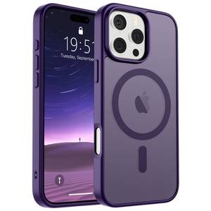 lot 20368 image: SUPFINE Magnetic for iPhone 16 Pro Max Case(Compatible with MagSafe)(Military Grade Drop Protection) Slim Translucent Matte Shockproof with Anti-Fingerprint Phone Case,Dark Purple