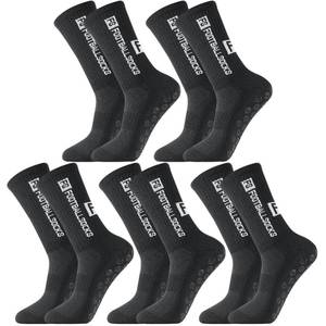 lot 20373 image: Jspupifip 5 Pairs Grip Soccer Socks for Men Anti Slip Athletic Socks Non-Slip Sports Football Basketball Socks with Grip Pads (Black)