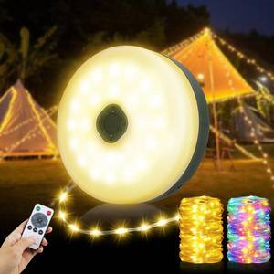 lot 20384 image: Camping String Lights 33ft 100LED, 4 in 1 Rechargeable 100LED Outdoor Tent String Lights with 14 Lighting Modes Remote Control Waterproof with Timer Function for Camping Gear Essentials Hiking Garden