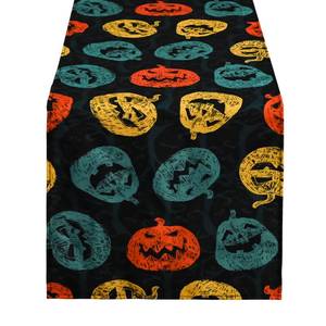 lot 20387 image: Halloween Black Pumpkin Table Runner Festive Fall Kitchen Dining Decor Premium Seasonal Tablecloth for Home & Party 13x108 Inch