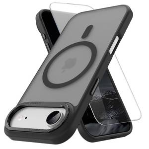 lot 20394 image: PinLiSheng Magnetic for iPhone Air Case Metal Camera Frame&Buttons Mil-Grade Drop Protection Shockproof Slim Translucent Matte Protective Phone Case, Black