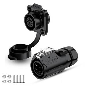 lot 20398 image: CNLINKO LP-16 IP68 Industrial Waterproof Connector Quick Plug Circular Connector PBT Plastic Shell Aviation Connector M16 2-9 Pin Flange Socket (4 Pin)