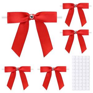 lot 20404 image: 50Pcs Gift Wrap Twist Tie Bows, 2.75in Red Elegant Satin Ribbon Gift Wrapping Small Bows for Party Supplies, DIY Crafts, Wedding Decorations, Baby Shower, Birthday, Engagement