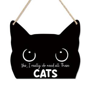lot 20417 image: Yes, I Really Do Need All These Cats Sign Black Cat Christmas Door Sign Decor Gifts for People who Love Cats Wood Hanging for Home Office 12 x 10 Inch