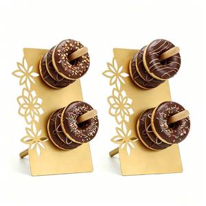 lot 20424 image: We Moment Donut Wall Display Stand, 2 Pack Metal Donut Stand for Wedding, Birthday, Baby Shower Dessert Table Decor(Gold)
