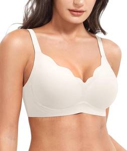 lot 20425 image: YEOREO Womens Wireless Bras Push Up Full Coverage Bra No Underwire Seamless Comfortable Scalloped Supportive Bralette White S