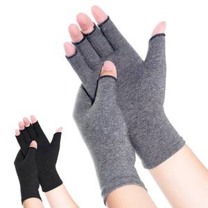 lot 20431 image: COIMPETUS Compression Arthritis Gloves, 2 Pairs Fingerless Compression Hand Gloves for Rheumatoid, Tendonitis, Swelling, Crocheting Gloves (Black and Grey, Large)