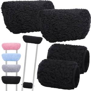 lot 20452 image: Threlaco Crutch Pads for Armpits and Hand Grips Universal Pads for Crutches Underarm Comfortable Breathable Cotton Fleece Underarm Cushions and Crutch Covers (Black)