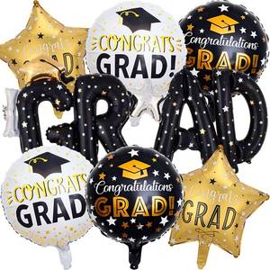 lot 20456 image: 7Pcs Graduation Balloons Class of 2026-62 Inch Black Grad Balloons for Graduation Decorations Class of 2026 - Congrats Grad Balloon for Black and Gold Party Decorations - 2026 Graduations Decoration