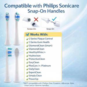 lot 20458 image: 8 Pack Replacement Toothbrush Heads Compatible with Philips Sonicare, Dupont Bristle Electric Toothbrush Replacement Heads, High Density Refills for Plaque Control, White