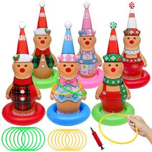 lot 20468 image: 6 Pack Christmas Ring Toss Games, Gingerbread Man Inflatable Ring Toss Game,Christmas Party Games for Kids,Adults,Family,Indoor Outdoor Game Garden Toys Gifts