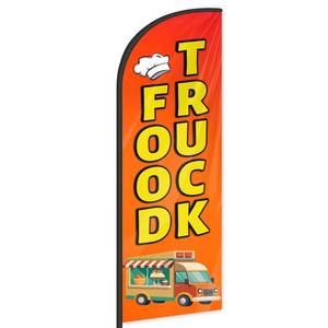 lot 20473 image: Food Truck Feather Flag for Business Advertising 6 FT Swooper Flag for Storefronts Retailers Shops Events and Fairs (Flagpole Not Included)