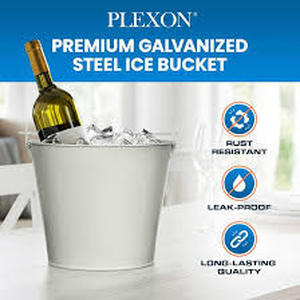 lot 1869 image: Plexon Gray Powder Coated Galvanized Steel Ice Bucket Set of 2