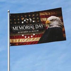 lot 2452 image: Bald eagle memorial Day American flag approximately 4 ft by 2 ft
