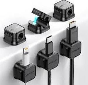 lot 12203 image: 6-Pack Magnetic Cable Clips �� Premium Adhesive Cord Organizer for Desk, Car & Wall, Cable Management for USB, Charging & Phone Cords (Home & Office)
