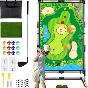 Cecnamt Golf Chipping Game - Battle Golf with Double-Sided Hitting Mat & Stand, Chip Sticky Practice Game for Adults & Kids, Indoor & Outdoor