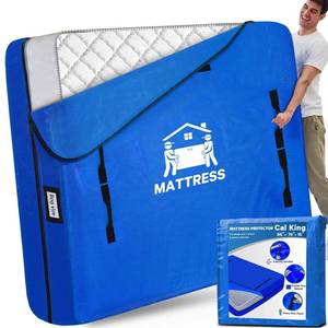 lot 1915 image: Mattress Bags for Moving, BETU Mattress Protector Waterproof Mattress Cover Cal King Size Storage Bags with 8 Heavy-Duty Handles and Zipper for Bed Extra Thick Large Reusable (86x75x15 Blue)