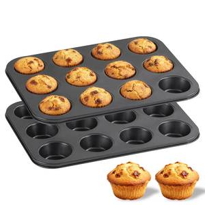 lot 2018 image: Piszvbej 2 Pack Muffin Pans for Baking, Large Muffin Pan 12 Cup, Premium Steel with Nonstick Coating, Easy to Clean, Durable Bakeware for Even Baking, Perfect for Muffins and Cupcake, Black