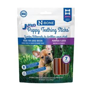 lot 2477 image: N-Bone Jumbo Puppy Teething Pumpkin Flavor Dental and Hard Chew Dog Treats - 7.28oz