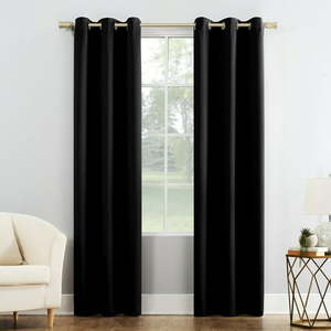 lot 4468 image: Mainstays Blackout Grommet Single Curtain Panel  1 Panel  Black  40 W x 84 L