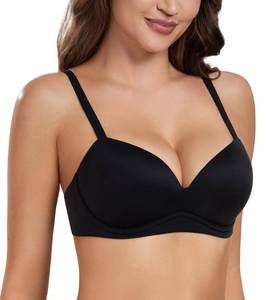lot 4476 image: HACI Womens Push Up Bra Wirefree Padded Plunge Everyday T-Shirt Comfortable Seamless(Black,36B)